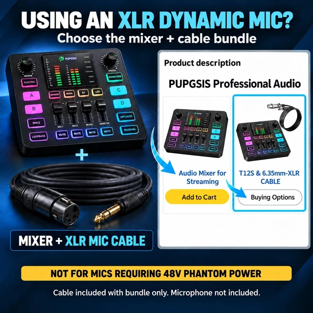 Alt view image 7 of 7 - Gaming Audio Mixer for PC Streaming, Soundboard with Voice Changer | PC/PHONE,1/4" TRS Dynamic Mic interface,Reverb,Denoise,Mute,4 Custom Sounds, 2 interactive sound effects, RGB, Bluetooth