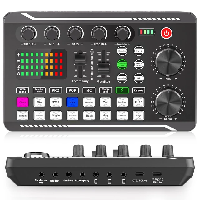 Alt view image 7 of 7 - F998 Podcast Equipment Bundle, Live Sound Card with BM-800 Mic | Studio Equipment Audio Mixer | Microphone w/ Tripod Stand| Voice Changer | For Singing, Gaming, Live Streaming YouTube Tiktok