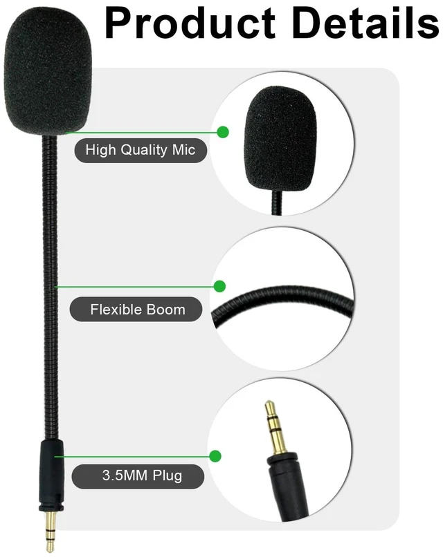 Alt view image 5 of 7 - Replacement Microphone for Turtle Beach Ear Force XO Three XO Four Stealth Recon 150 50 50X 50P 60P Xbox One 400 420x 450 500p 520 Gaming Headsets Boom Mic for PS5 PC, 3.5 mm Jack