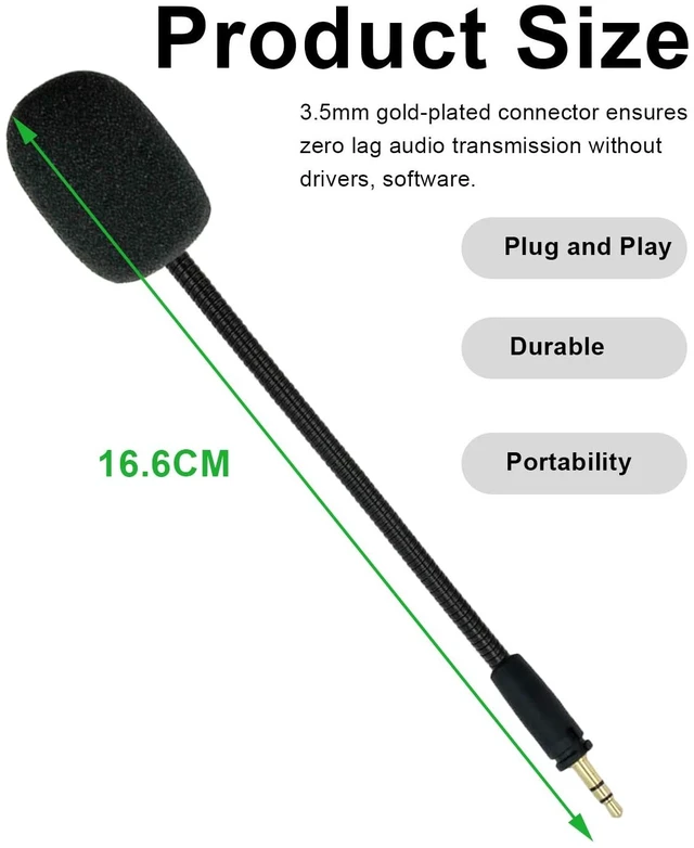 Alt view image 6 of 7 - Replacement Microphone for Turtle Beach Ear Force XO Three XO Four Stealth Recon 150 50 50X 50P 60P Xbox One 400 420x 450 500p 520 Gaming Headsets Boom Mic for PS5 PC, 3.5 mm Jack