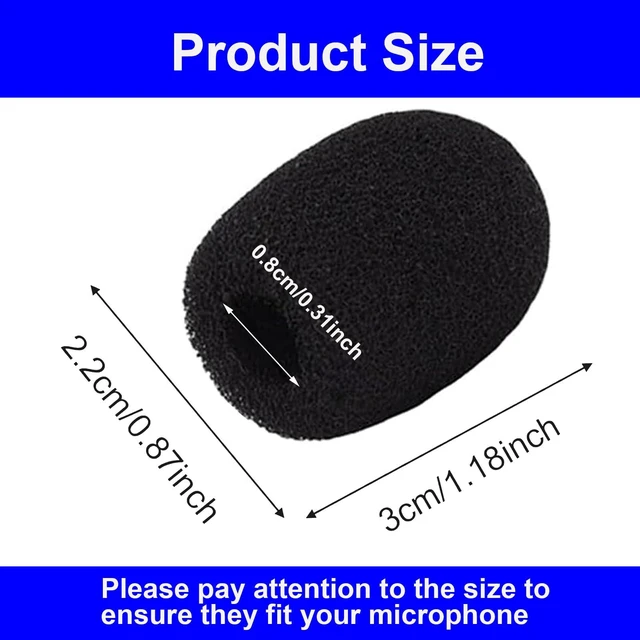 Alt view image 2 of 7 - 12 Pack Microphone Covers Foam, Noise Reduction Mic Cover, for Lapel and Headset Microphones Windscreen