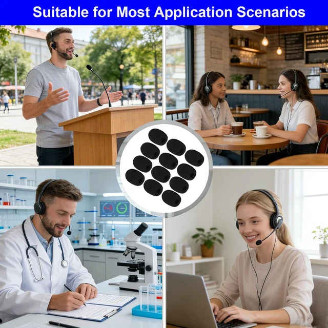 Alt view image 6 of 7 - 12 Pack Microphone Covers Foam, Noise Reduction Mic Cover, for Lapel and Headset Microphones Windscreen