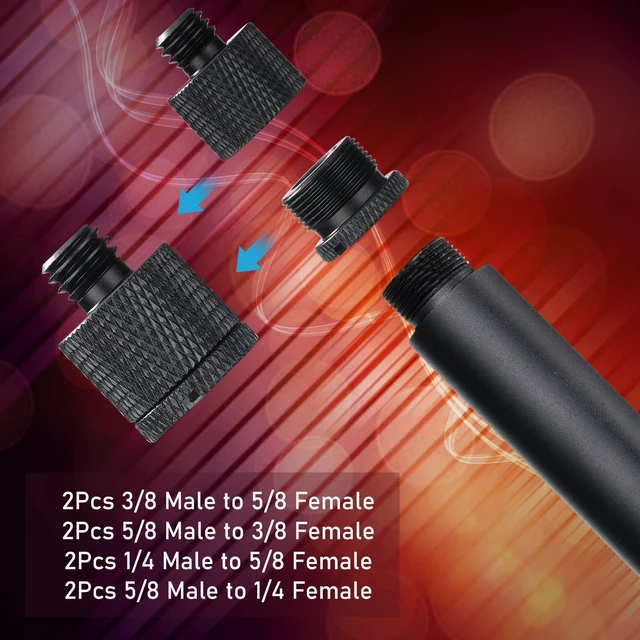 Alt view image 5 of 7 - 8pcs Mic Stand Adapter Screw Thread Adapter for Microphone, Black | 5/8 Female to 3/8 Male, 3/8 Female to 5/8 Male, 5/8 to 1/4 and 1/4 to 5/8 Screw, Reliable Not Easy to Fade Rust or Corrupt