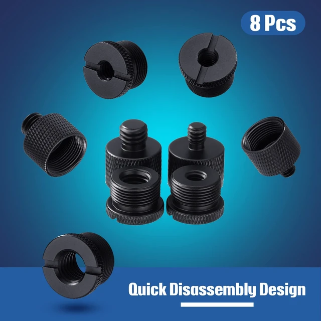 Alt view image 7 of 7 - 8pcs Mic Stand Adapter Screw Thread Adapter for Microphone, Black | 5/8 Female to 3/8 Male, 3/8 Female to 5/8 Male, 5/8 to 1/4 and 1/4 to 5/8 Screw, Reliable Not Easy to Fade Rust or Corrupt