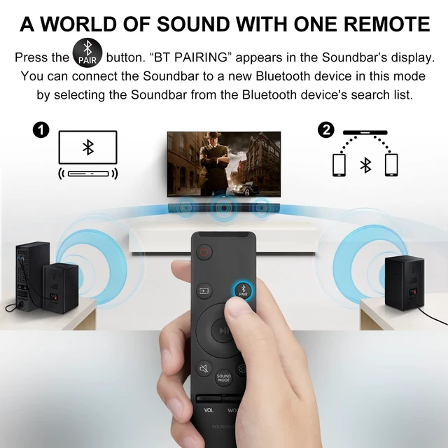 Alt view image 2 of 5 - for Samsung Soundbar Remote Home Theater Audio Surround System AH59-02767A | Responsive, light-touch high rebound. ABS: tough, flexible, eco-friendly. Ergonomic grip, enhanced comfort. Durable.