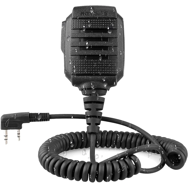 Main image of IP54 Waterproof Walkie Talkie Speaker Mic,2 Pin,1 Pack | for RT22/RT68/RT27/H777/RB26,Compatible with BAOFENG,Samcom,Pxton,Tidradio Radio,Rotatable Clip Shoulder mic