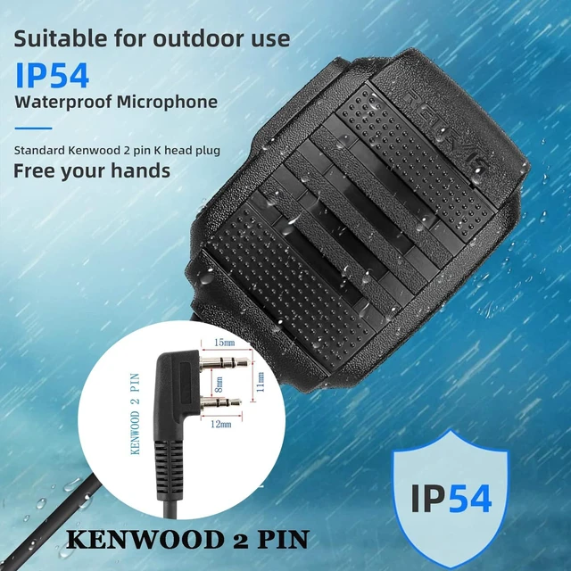 Alt view image 2 of 7 - IP54 Waterproof Walkie Talkie Speaker Mic,2 Pin,1 Pack | for RT22/RT68/RT27/H777/RB26,Compatible with BAOFENG,Samcom,Pxton,Tidradio Radio,Rotatable Clip Shoulder mic