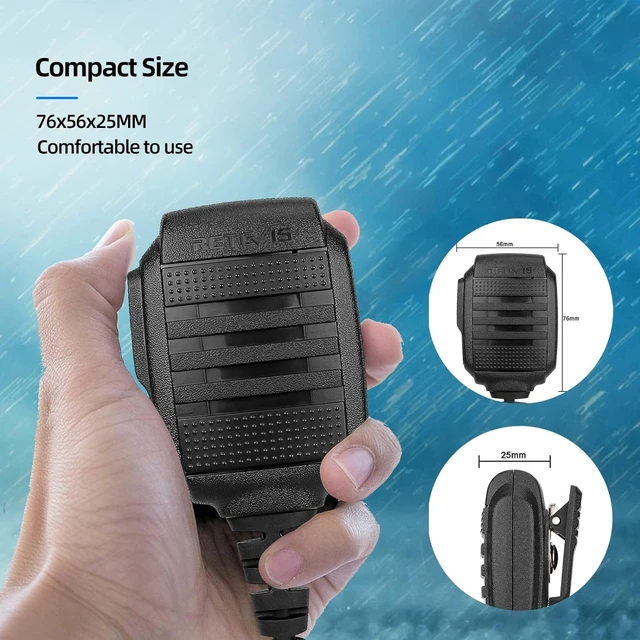 Alt view image 6 of 7 - IP54 Waterproof Walkie Talkie Speaker Mic,2 Pin,1 Pack | for RT22/RT68/RT27/H777/RB26,Compatible with BAOFENG,Samcom,Pxton,Tidradio Radio,Rotatable Clip Shoulder mic