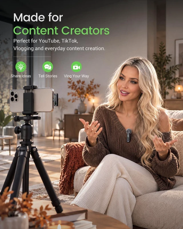 Alt view image 2 of 7 - USB C Lavalier Microphone Wireless Mini Mic for Type-C Android Phone/Tablet/PC Video Recording Clip-on Mics with Rotatable Clip&Denoise Recording, Ideal for Vlog Tiktok Youtube Podcast Content Creator
