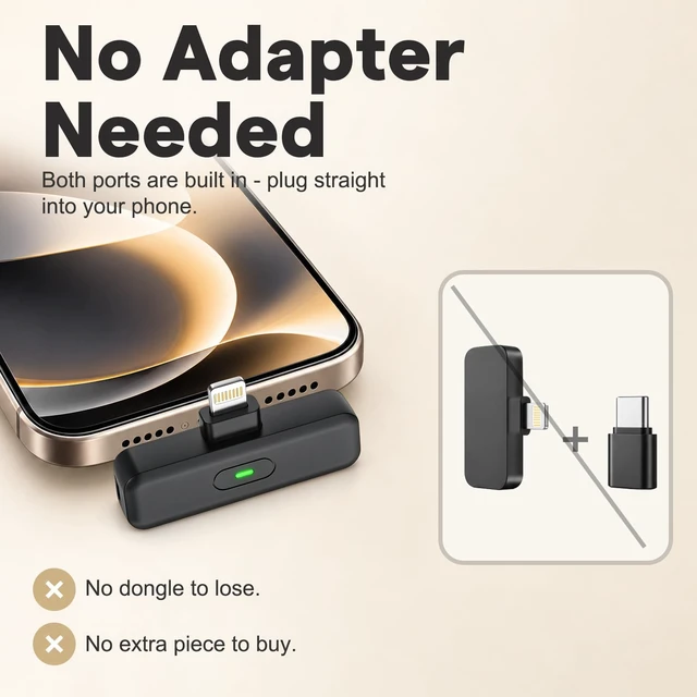 Alt view image 5 of 7 - Wireless Mini Microphone for iPhone, Android Phone - Lavalier Lapel Mic for Audio Video Recording - Clip on Content Creator Microphones for YouTube Tiktok Podcast Vlogging