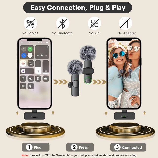 Alt view image 6 of 7 - Wireless Mini Microphone for iPhone, Android Phone - Lavalier Lapel Mic for Audio Video Recording - Clip on Content Creator Microphones for YouTube Tiktok Podcast Vlogging