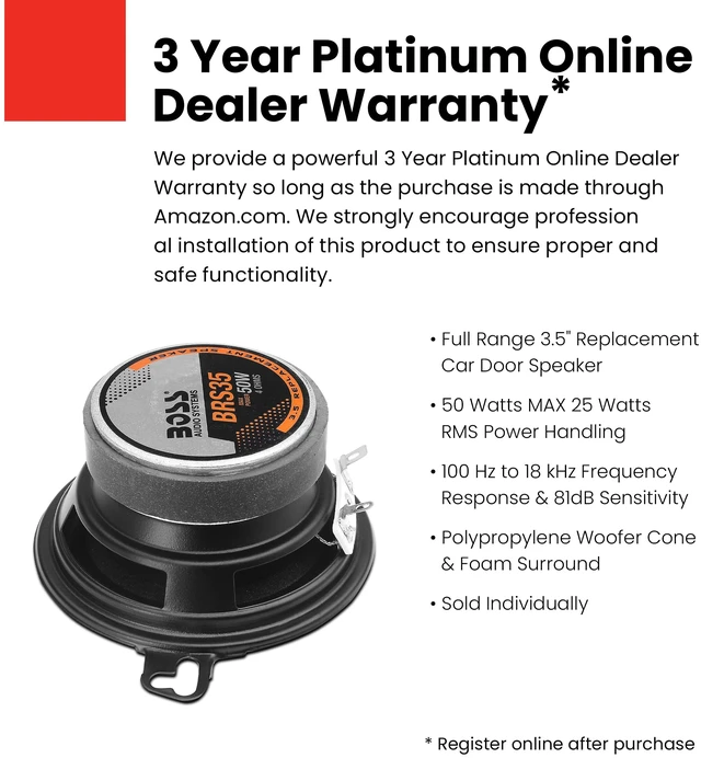 Alt view image 2 of 6 - BRS35 3.5 Inch 50 W Single Replacement Car Door Speaker