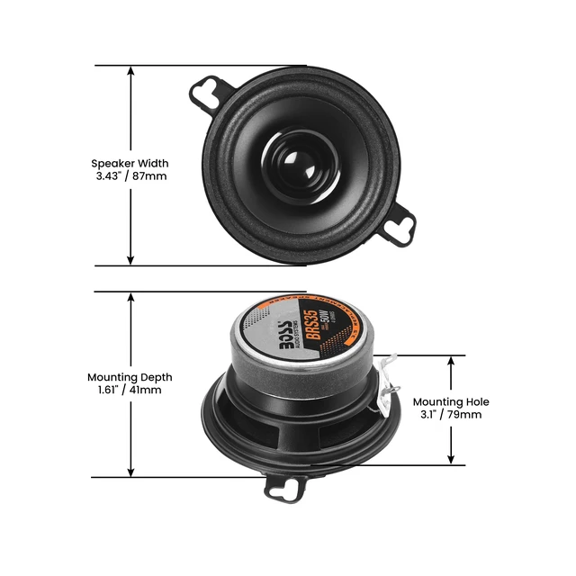 Alt view image 6 of 6 - BRS35 3.5 Inch 50 W Single Replacement Car Door Speaker