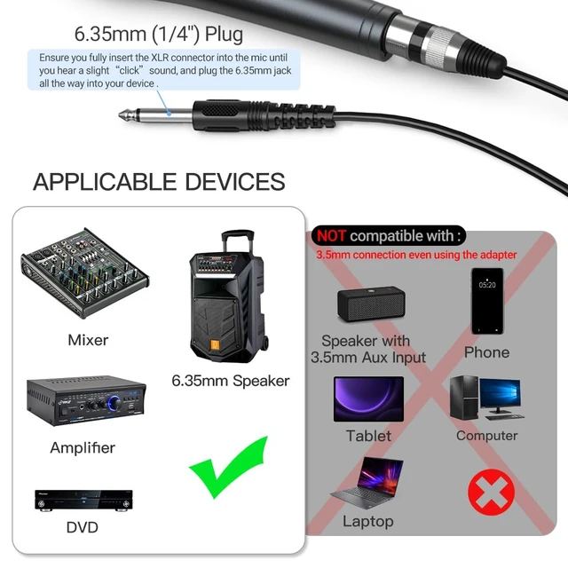Alt view image 4 of 7 - K6 Karaoke Microphone with 1/4 Plug, Dynamic Vocal Mic for Singing | 1/4 inch Wired Handheld Mic with On and Off Switch, 14.8ft Detachable Cable for Amplifier, Audio Mixer/Interface