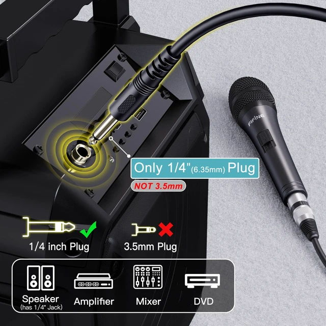 Alt view image 2 of 7 - K6 Karaoke Microphone with 1/4 Plug, Dynamic Vocal Mic for Singing | 1/4 inch Wired Handheld Mic with On and Off Switch, 14.8ft Detachable Cable for Amplifier, Audio Mixer/Interface