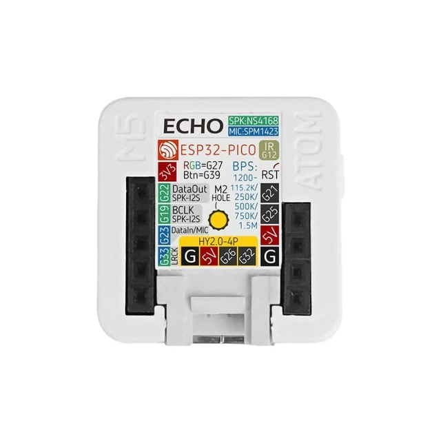Alt view image 7 of 7 - Atom Voice Smart Speaker Dev Kit | ESP32-PICO, mic & speaker, BT/Wi-Fi streaming, RGB status, Grove expansion, compact 24x24x17mm, for smart IoT & AI