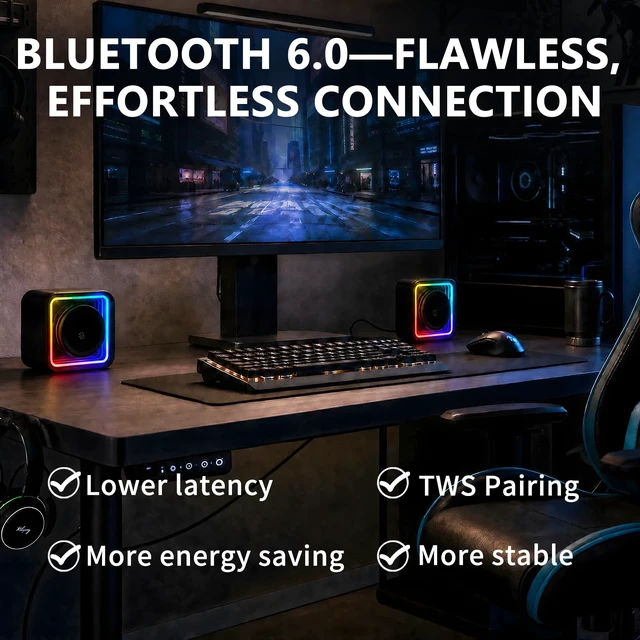 Alt view image 5 of 7 - Small Bluetooth Speaker with Strap, IP68 Waterproof Small Cute 6.0 Bluetooth Speaker with Aux Input, TF Card, TWS Pairing, RGB Light, 20H Play time, Mini Bluetooth Speakers for Shower, Office