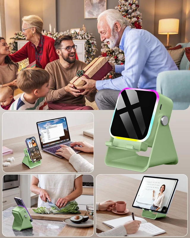 Alt view image 6 of 7 - Induction Speaker 5-in-1 Wireless Bluetooth Audio for iPhone Android | No Pairing Needed, Adjustable Stand, RGB Light, Louder Sound, USB Wired Phone Charging, Cool Tech Gift for Men Women Teens