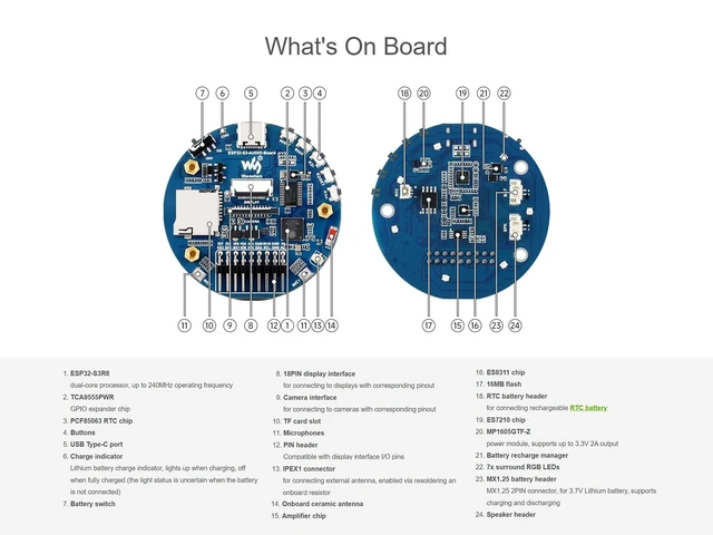 Alt view image 5 of 7 - ESP32-S3 AI Smart Speaker Development Board Onboard Dual Microphone Array, AI Speech, Surround RGB Lighting, Supports Connecting External LCD Displays and Cameras, ESP32-S3 Audio Board