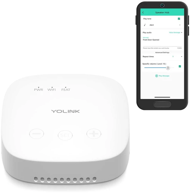 Main image of SpeakerHub Smart Home Hub with Voice Alerts, YS1604 | Hear Custom Sensor Alerts, Alarm Tones, Works with Home Assistant, LoRa YoLink Protocol Up to 2034 Feet, Wi-Fi Required