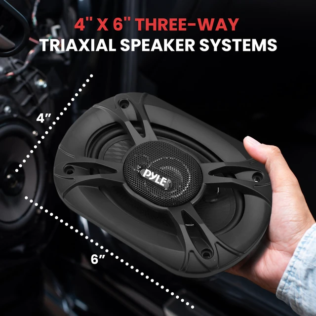 Alt view image 2 of 6 - 3-Way Universal Car Stereo Speakers - 300W 4" x 6" Triaxial Loud Pro Audio Car Speaker Universal OEM Quick Replacement Component Speaker Vehicle Door/Side Panel Mount Compatible PL4163BK (Pair)