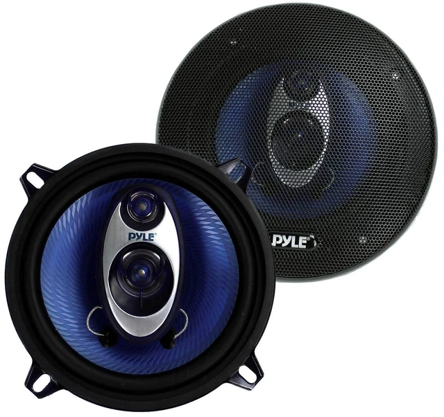 Main image of 5.25 Car Sound Speaker (Pair) - Upgraded Blue Poly Injection Cone 3-Way 200 Watt Peak w/Non-fatiguing Butyl Rubber Surround 100-20Khz Frequency Response 4 Ohm & 1" ASV Voice Coil