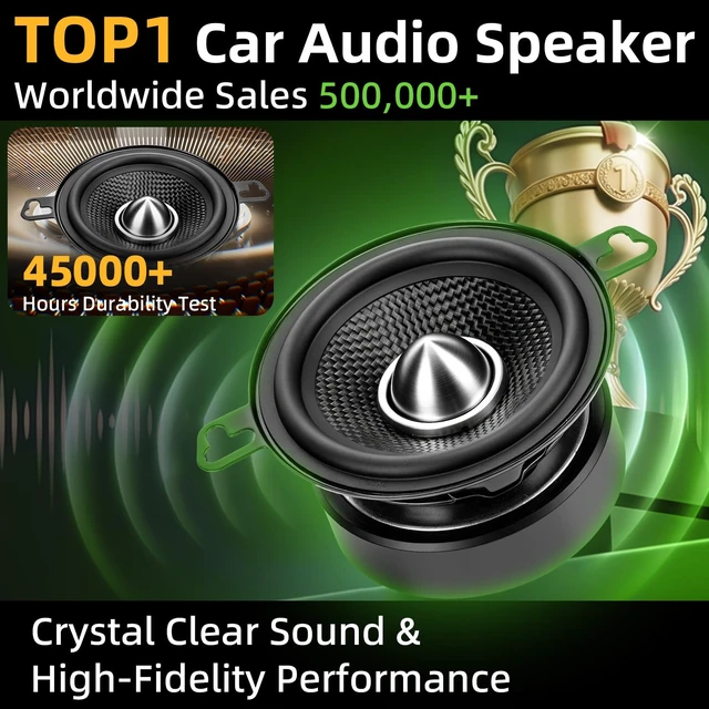 Alt view image 6 of 7 - 3.5 Inch Speakers 600W Max 4 Ohm Carbon Fiber Cone 3.5" Car Woofer 2 Pack | Bullet Head Design Door Speaker Deliver Deep Bass and Clear Stereo Sound, Ideal