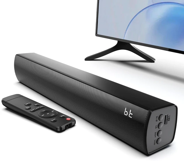 Main image of TV Sound Bar Optical Input, Sound Bar Smart TV Compact, Sounds Bars Bluetooth Surround Speakers, 2.0 CH Stereo Sound System, Bluetooth, Optical, AUX, AUX to RCA, USB, for 24"32" TV (No HDMI), Black