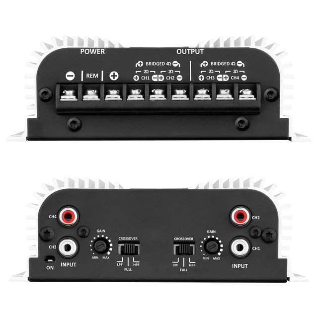 Alt view image 4 of 7 - TS 400x4 400 watts RMS 4 Channels Full Range Car Audio Amplifier, 2 Bridged Channels, RCA Input Class D, Output Power, Multichannel Amplifier System, Small - TS400X4