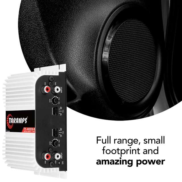 Alt view image 5 of 7 - TS 400x4 400 watts RMS 4 Channels Full Range Car Audio Amplifier, 2 Bridged Channels, RCA Input Class D, Output Power, Multichannel Amplifier System, Small - TS400X4
