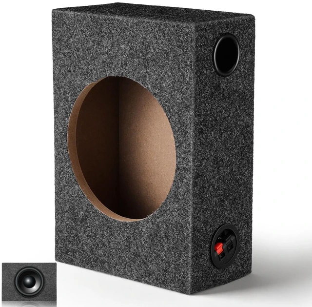 Main image of 8 Inch Sealed Subwoofer Enclosure Box, Carpeted Car Audio Speaker Cabinet for DIY Bass Upgrade, Single Cab Truck and Compact Vehicle Use