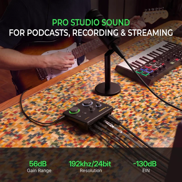 Alt view image 2 of 7 - PS22 Lite USB Audio Interface for PC for Guitar & Vocals Streaming | Low-noise preamp, 24-bit/192kHz, loopback, ASIO driver, routing software, for home studio, DAW recording, OBS, creators