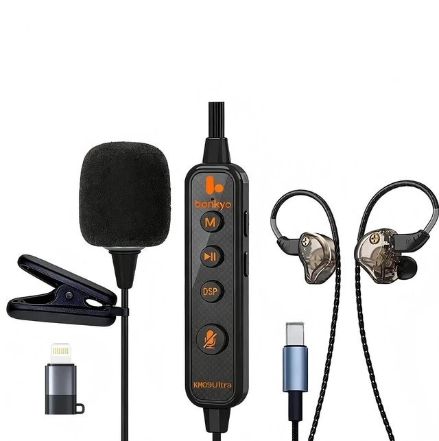 Main image of KM09 Ultra Sound Card Karaoke Headset with in-Ear Monitoring, Voice Changer, Built-in Sound Card, Portable Karaoke Mic & Headphones, Type C Bluetooth Wired Earbuds for Live Stream/Karaoke/Gaming