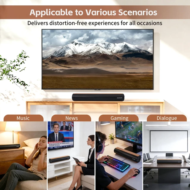 Alt view image 2 of 7 - Sound Bar for Smart TV 50W Soundbar with Bluetooth/ARC/Optical/AUX Connect | 50W High Power Soundbar, Built-in Auto Volume Boost Technology, Compact Audio Speaker for All Smart TVs