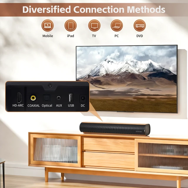 Alt view image 7 of 7 - Sound Bar for Smart TV 50W Soundbar with Bluetooth/ARC/Optical/AUX Connect | 50W High Power Soundbar, Built-in Auto Volume Boost Technology, Compact Audio Speaker for All Smart TVs