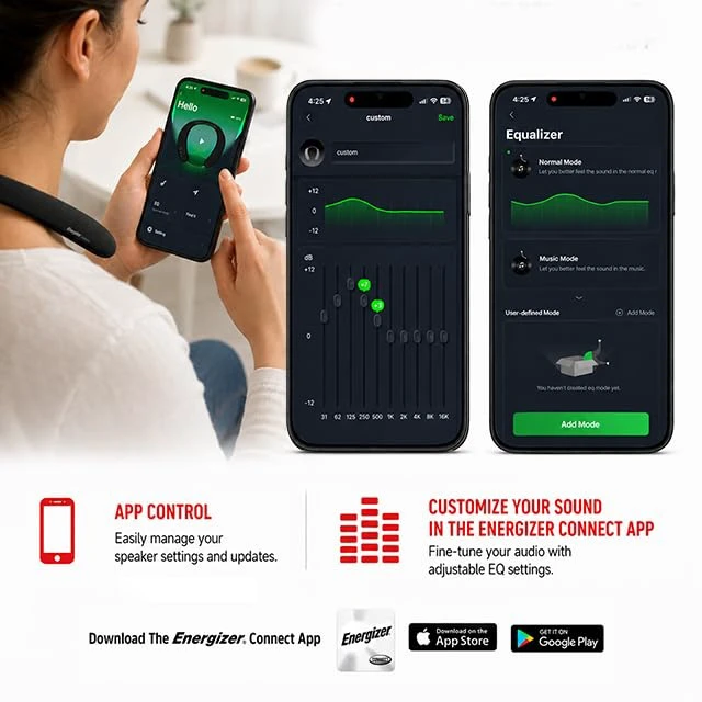 Alt view image 3 of 7 - Wearable Neckband Smart Bluetooth Speaker, Around-the-Neck Wireless Speaker with Built-in Mic & Hands-Free Calls, Bluetooth 5.4, Up to 10-Hr Playtime, MicroSD/AUX/USB-C Ports, Black