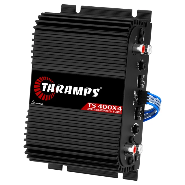 Alt view image 5 of 7 - TS 400X4 Black 2 Ohms 400W RMS 4-Channel Car Audio Amplifier | High-Level and RCA inputs, bridgeable channels, built-in crossover and compact Class D design for flexible installations.