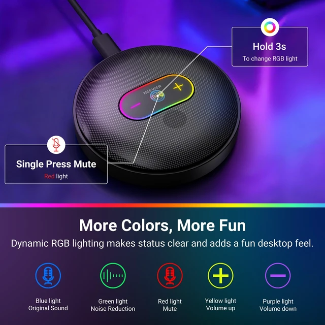 Alt view image 4 of 7 - UM04 USB Microphone AI Cancelling Desktop Omnidirectional Condenser | 48KHz/24Bit, Mute, Mic for Online Meeting Recording Skype Teaching, for Mac Windows Computer Laptop PC Phone (Not Speaker)