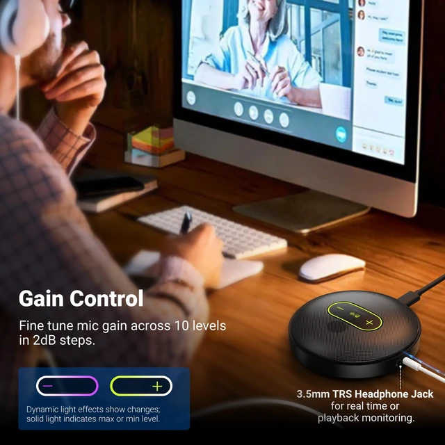 Alt view image 5 of 7 - UM04 USB Microphone AI Cancelling Desktop Omnidirectional Condenser | 48KHz/24Bit, Mute, Mic for Online Meeting Recording Skype Teaching, for Mac Windows Computer Laptop PC Phone (Not Speaker)