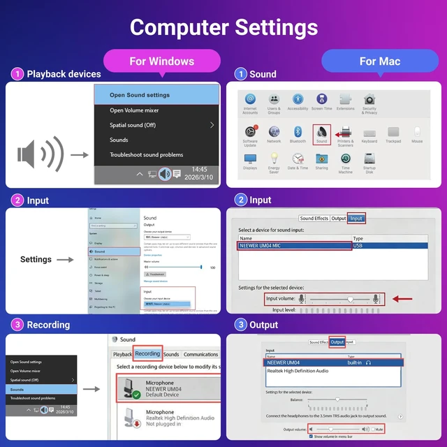 Alt view image 7 of 7 - UM04 USB Microphone AI Cancelling Desktop Omnidirectional Condenser | 48KHz/24Bit, Mute, Mic for Online Meeting Recording Skype Teaching, for Mac Windows Computer Laptop PC Phone (Not Speaker)