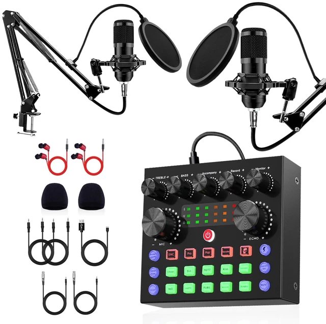 Main image of Podcast Equipment Bundle for 2, V8s Sound Card with Voice Changer | Podcast Equipment with BM-800 Condenser Microphone, Audio Interface for Podcasting, Recording, Singing, Streaming, Gaming