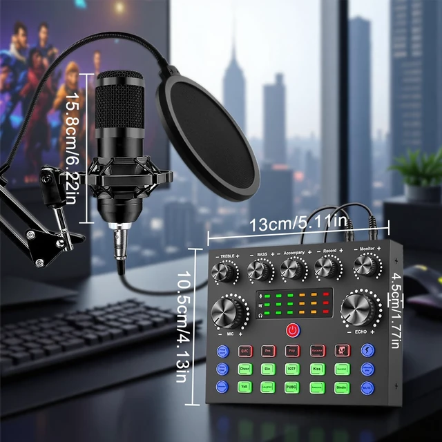 Alt view image 7 of 7 - Podcast Equipment Bundle for 2, V8s Sound Card with Voice Changer | Podcast Equipment with BM-800 Condenser Microphone, Audio Interface for Podcasting, Recording, Singing, Streaming, Gaming