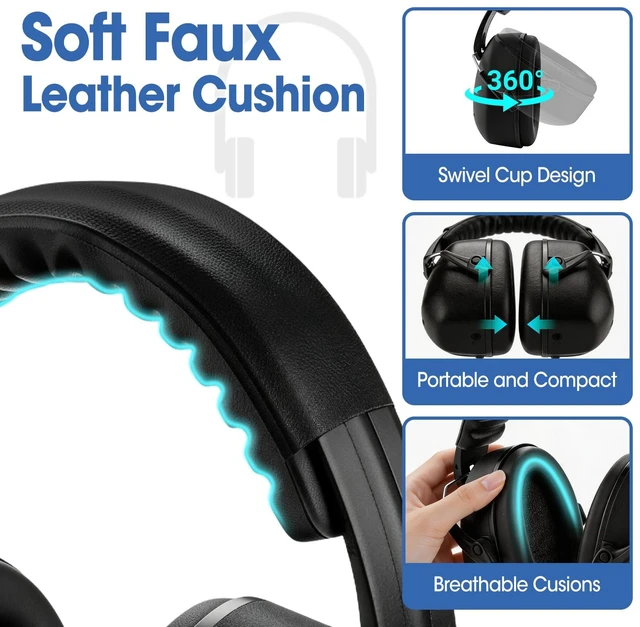 Alt view image 4 of 6 - 6 Pack Noise Reduction Ear Muffs for Ear Protection, NRR 26dB (SNR 32dB) Noise Cancelling Headphones for Adults Autism, Hearing Protection for Shooting, Construction, Mowing