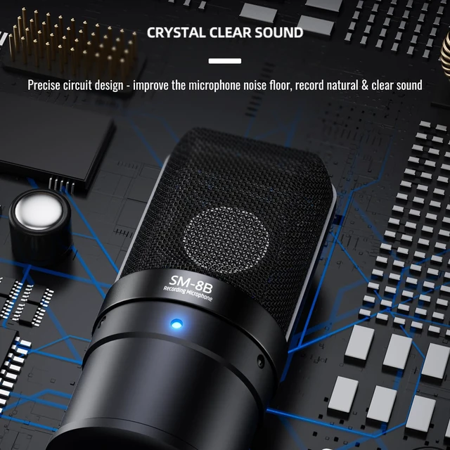 Alt view image 4 of 7 - SM-8B II Studio Condenser Mic with 16mm Diaphragm & Shock Mount | 20Hz-20kHz Response, -36dB Sensitivity, Cardioid Pattern, Shock Mount & POP Filter Included, Requires 48V Phantom Power
