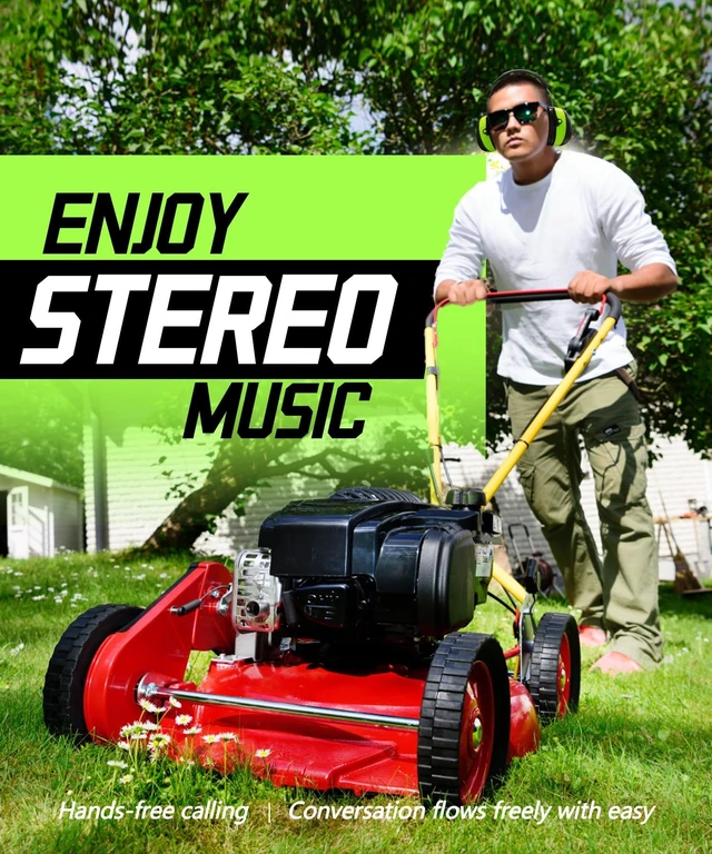 Alt view image 4 of 7 - EM037 6.0 Bluetooth Hearing Protection 25dB NRR Noise Reduction | Earmuffs with 1100mAh Rechargeable Battery, Headphones with 120H Playtime for Mowing, Snowblowing, Construction, Workshops