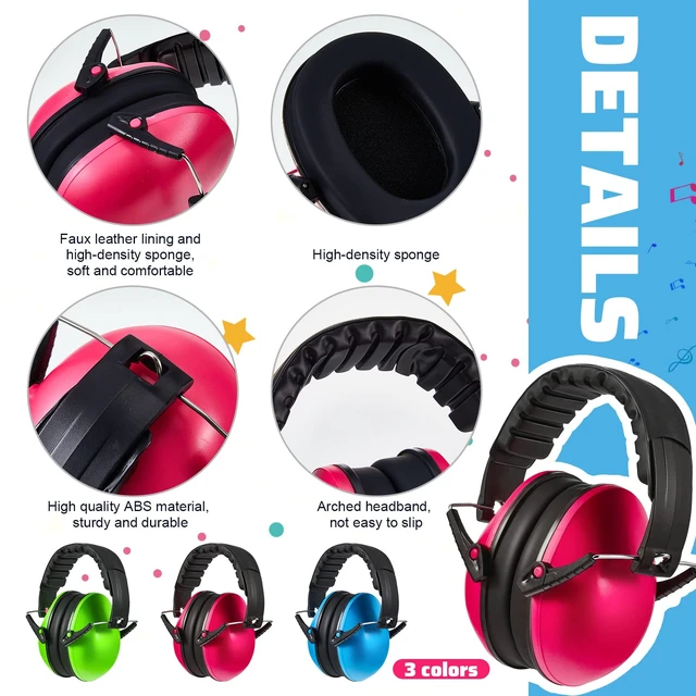 Alt view image 3 of 7 - 6 Pcs Kids Noise Cancelling Headphones Ear Muffs Bright Style | Kids Adult Ear muffs Bulk 27db Hearing Protection for Studying Sleeping Autism Sensory Relief Concerts Fireworks