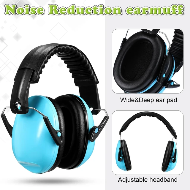 Alt view image 2 of 6 - 6 Pcs Kids Ear Protection Noise Cancelling Earmuffs Bulk 27dB Adjustable Earmuffs Noise Reduction Headphones Autism Child (Blue,Green,Pink)