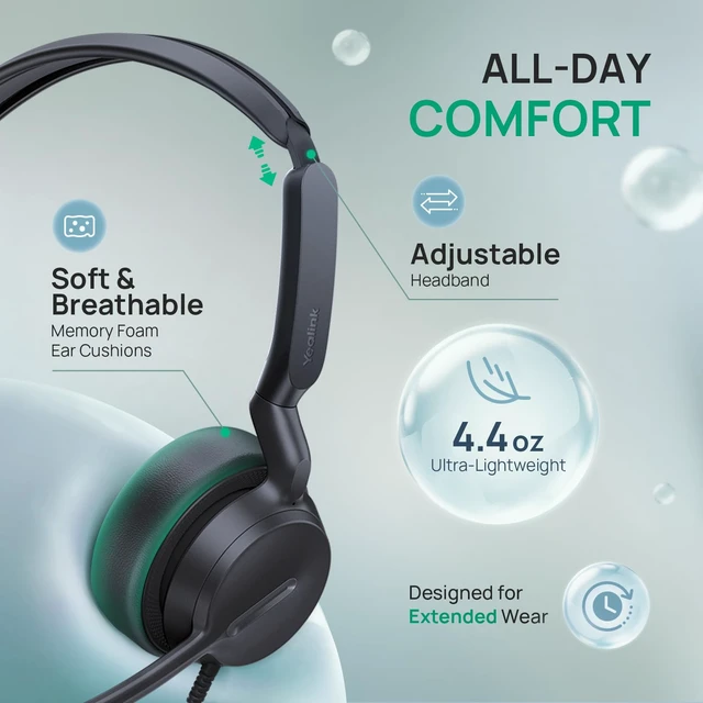 Alt view image 4 of 7 - UHD422 Dual-Ear 3.5MM Wired Headset, Noise Cancelling Microphone | On-Ear Computer Headphones, Teams/Zoom Certified,PC, Laptop, Phone,3.9ft Cable,35mm Speaker, Online Classes, Work Meeting
