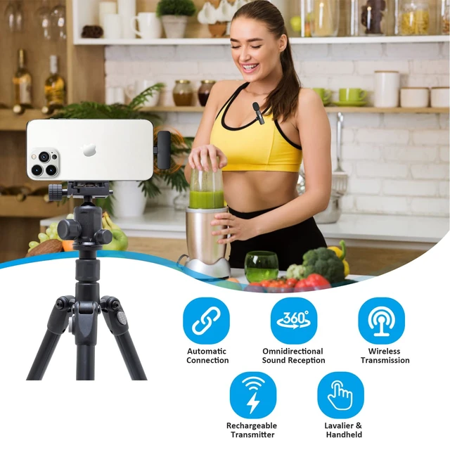 Alt view image 2 of 5 - Wireless Mini Microphone for iPhone - Lavalier Lapel Mic for Audio Video Recording - Clip on Content Creator Microphones for YouTube Tiktok Podcast Vlogging(Lightning Only)