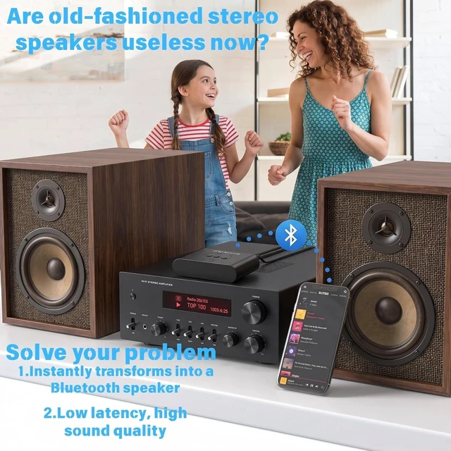 Alt view image 2 of 7 - Bluetooth 5.3 Audio Receiver for Home Stereo,AUX RCA to Bluetooth Adapter | Supports USB Flash Drive/ NFC One Key Connect/ Car Speaker/Wireless Headphones Receiving Mode for Bluetooth Devices